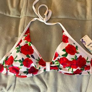Red/ white flower bikini